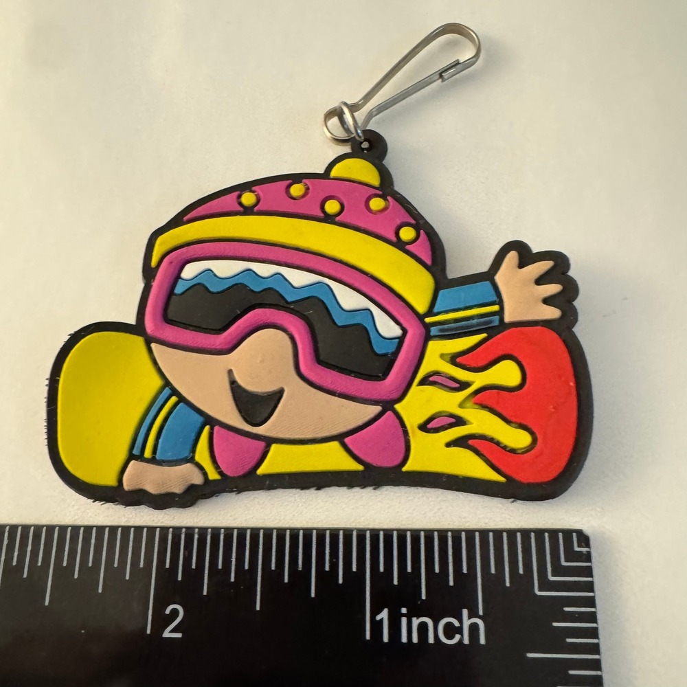 Fun Express Snowboarder‎ Zipper Pull Charm Kidcore Kawaii Keychain Backpack Clip